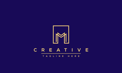 Unique modern creative elegant Letter M logo design or MM initials vector monogram symbol. - obrazy, fototapety, plakaty
