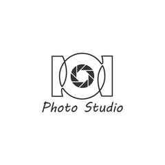 Camera photography logo icon template. Pixel art camera logo isolated on white. Logo studio camera for photographer