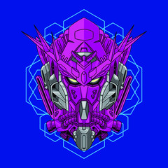 Mecha head with sacred geometry pattern