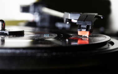 Plakat Record Player needle on a record