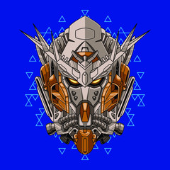 Mecha head with sacred geometry pattern