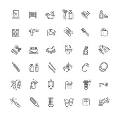 Line Style stock vector.Bath equipment icons made in modern line style