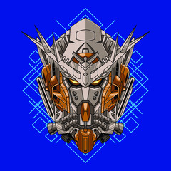 Mecha head with sacred geometry pattern