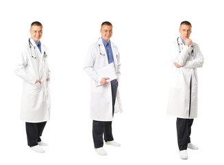 young doctor over white