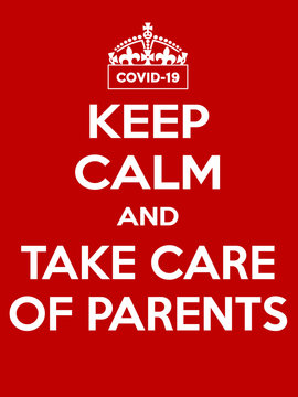 Vertical rectangular red-white motivation coronavirus COVID-19 poster based in vintage retro style Keep clam