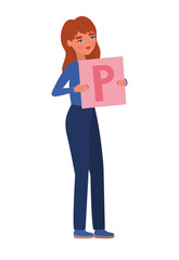 Woman with banner vector design