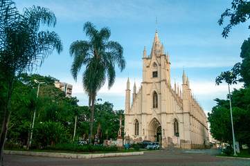 Fototapeta na wymiar gothic cathedral in Brasil, blu sky