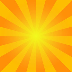 Fototapeta premium Summer sunburst. Vector background bright orange rays background