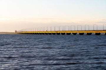 The Oland Bridge sunlit in golden color © olandsfokus