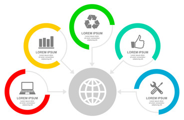 Business circular diagram, infographic vector template, web presentation
