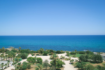 Fototapeta na wymiar Blue Ocean View with its Horizon in Torrevieja Spain