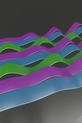 Cintas de colores reflectantes sobre fondo oscuro