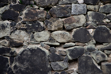 Fototapeta na wymiar Texture of stone wall made of grey stones