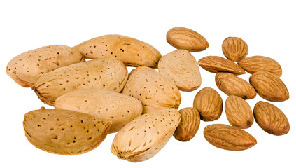 Almond nuts isolated on white background