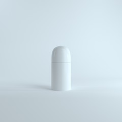 Blank white plastic bottle Roll-On Deodorant Mock up Isolated on Light White Background. Realistic White Anti-Perspirant Roll On Mock Up. 3D Rendering. 3D Mock up for your design.