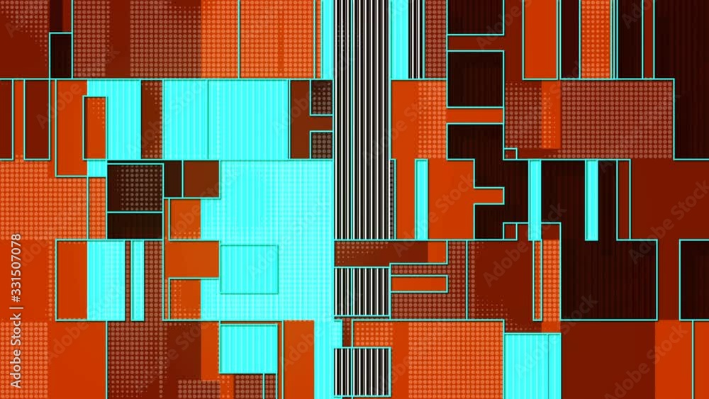 Aufkleber movement flat rectangular shapes, reminiscent game of tag. 3d loop animation 4k