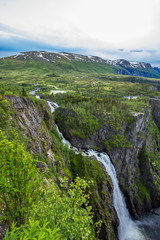 Voringsfossen waterfal and Mabodalen valley in Norway