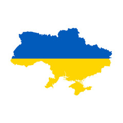 Vector illustration of Ukraine flag map. Vector map.