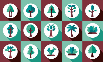 bundle of trees silhouette style icons and lettering