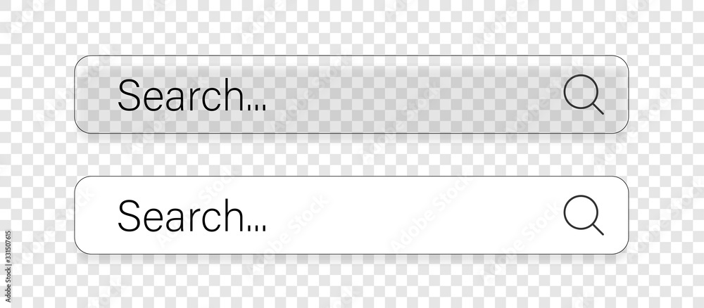 Poster search here. search bar for ui. search bar vector icons in flat design, isolated on transparent back