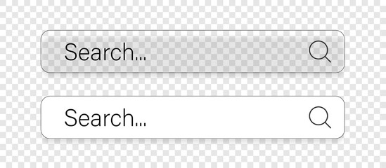 Obraz premium Search here. Search bar for ui. Search bar vector icons in flat design, isolated on transparent background. Vector illustration