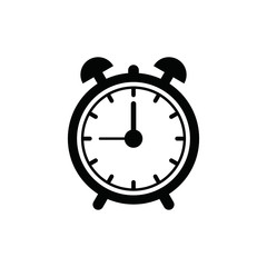 Alarm clock logo icon isolated. Watch object, time office symbol. Clock flat icon. Time logo. Watch logo. Clock logo. World time. Clock icon. Clock time vector icon. Timer clock isolated silhouette.