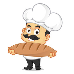Chef cartoon holding bread
