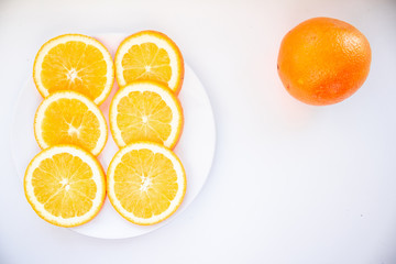 orange and slice isolated on white background