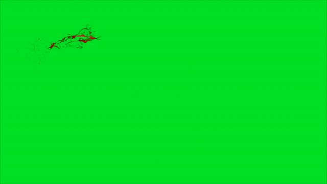 Blood splash  on green screen background 
