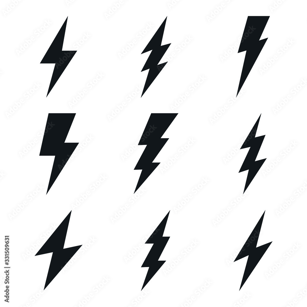 Poster electric power icon vector sign isolated color editable. flash thunder and bolt lighting elements sy