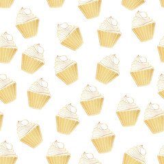 gold seamless pattern with sweets