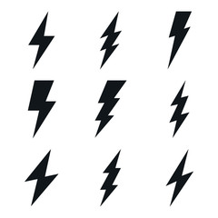 electric power icon vector sign isolated color editable. Flash Thunder and bolt lighting elements symbol template for graphic and web design