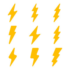 electric power icon vector sign isolated color editable. Flash Thunder and bolt lighting elements symbol template for graphic and web design - obrazy, fototapety, plakaty