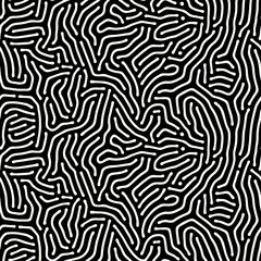 Seamless vector abstract pattern with lines and dots in monochrome. Background of repeatable organic rounded shapes inspired by nature, natural maze texture.