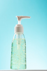 Hand Satinizer Gel For Hand Hygiene. Coronavirus Convid-19 Pandemic Outbreak. Wah Your Hands Concept