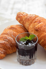 fresh croissants and jam