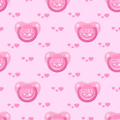 Pacifier baby dummy vector seamless pattern.