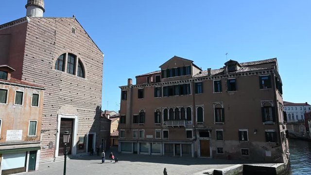 March 2020, Venice-Italy, Walking through the monuments of the ancient city of Venice at the time of the coronavirus, between closed shops and the absence of tourists