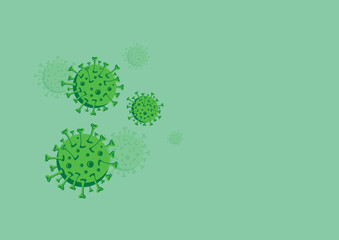 Coronavirus disease COVID-2019 vector. COVID-2019 on a green background with copy space for text. Green virus vector. Coronavirus frame vector. Virus infection concept background