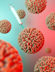 Coronavirus 2019-ncov flu infection 3D medical illustration. Coronavirus 3d rendering. Illustration showing structure of epidemic virus. Dangerous asian ncov corona virus, SARS pandemic risk concept. 