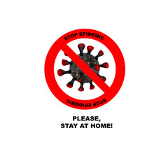 Novel Coronavirus 2019-nCOV. Virus Covid 19-NCP. Sign extremely dangerous Danger infection. Chinese Corona virus. Background with reslisric 3d virus cells.