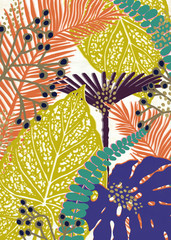 Green exotic pattern with tropical leaves