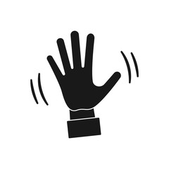 Vector waving hand icon on a transparent background. Welcome gesture. 