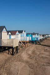 Beach huts at Thorpe Bay, Essex, England