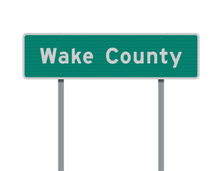 Vector illustration of the Wake County green road sign on metallic post