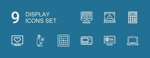 Editable 9 display icons for web and mobile