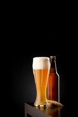 Pint of unfiltered wheat beer on bar counter