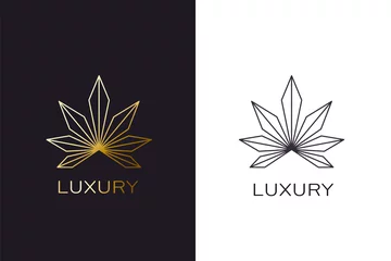 Fotobehang Gold cannabis plant logo. Luxury golden style © LogoStockimages