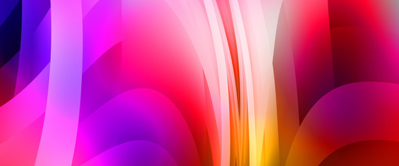 Abstract background with colorful gradient. Vibrant graphic wallpaper with stripes design. Fluid 2D illustration of modern movement.