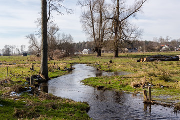 Dolina Górnej Narwi. Rzeka Mieńka. Wiosna na Podlasiu. Polska © podlaski49
